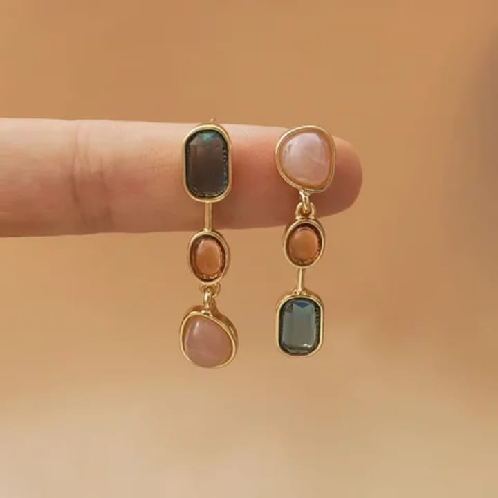 Asymmetric pink earrings