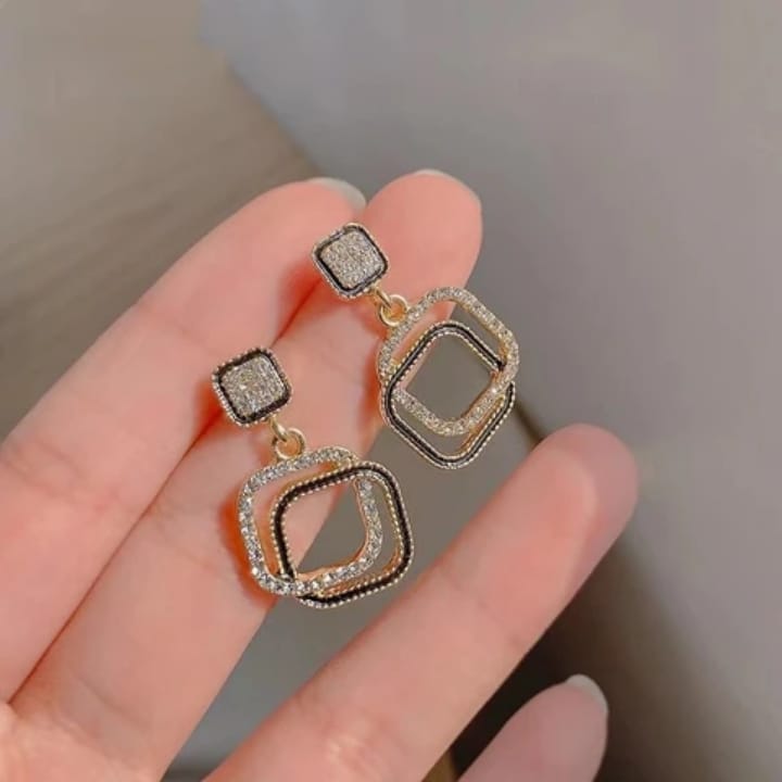 silver black earrings